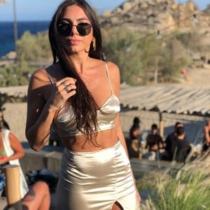 Pretty Little Thing Champagne Satin Set